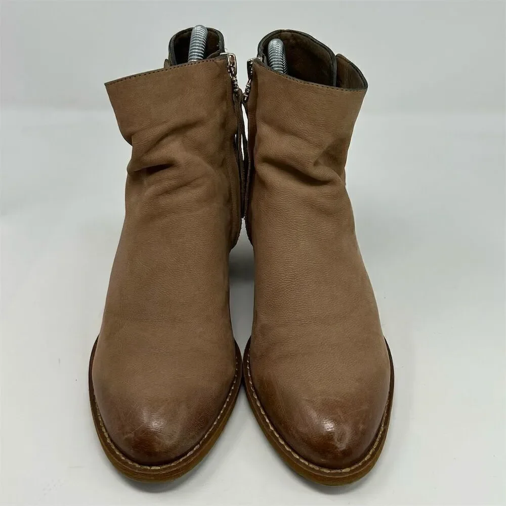 Sam Edelman Mariella Nutmeg Brown Leather Ankle Booties Size 7.5 Casual